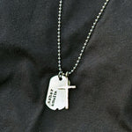 Pewter Dog Tag Name Necklace with Cross