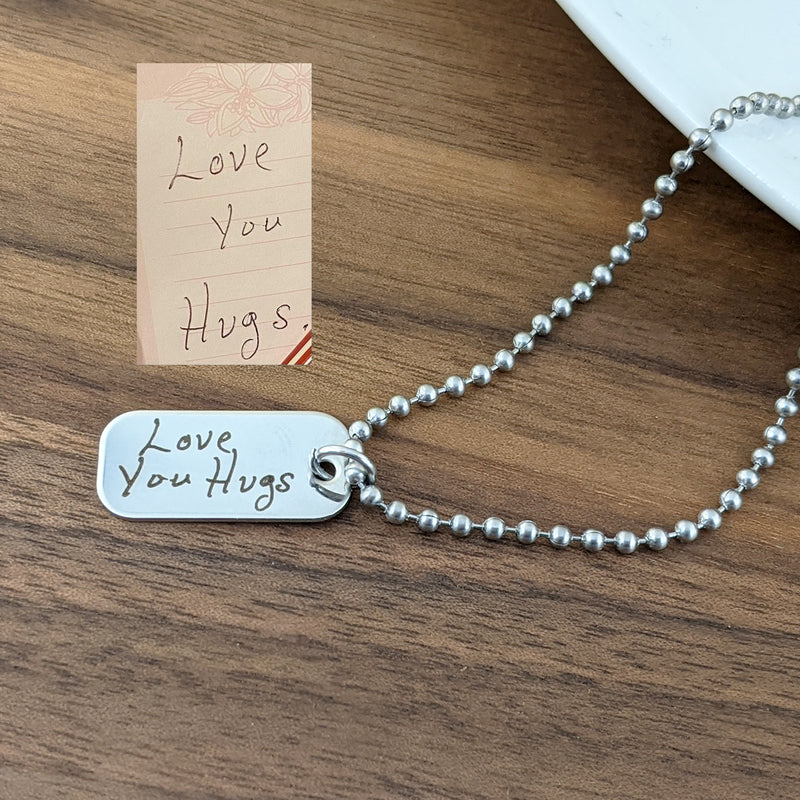 Small Men's Dog Tag with Actual Handwriting