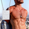 Men's Mini Cross Tag Charm Necklace