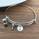 Personalized Cremation Initial Silver Heart Bracelet