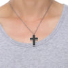 Black & Silver Cremation Cross Necklace