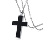 Black & Silver Cremation Cross Necklace
