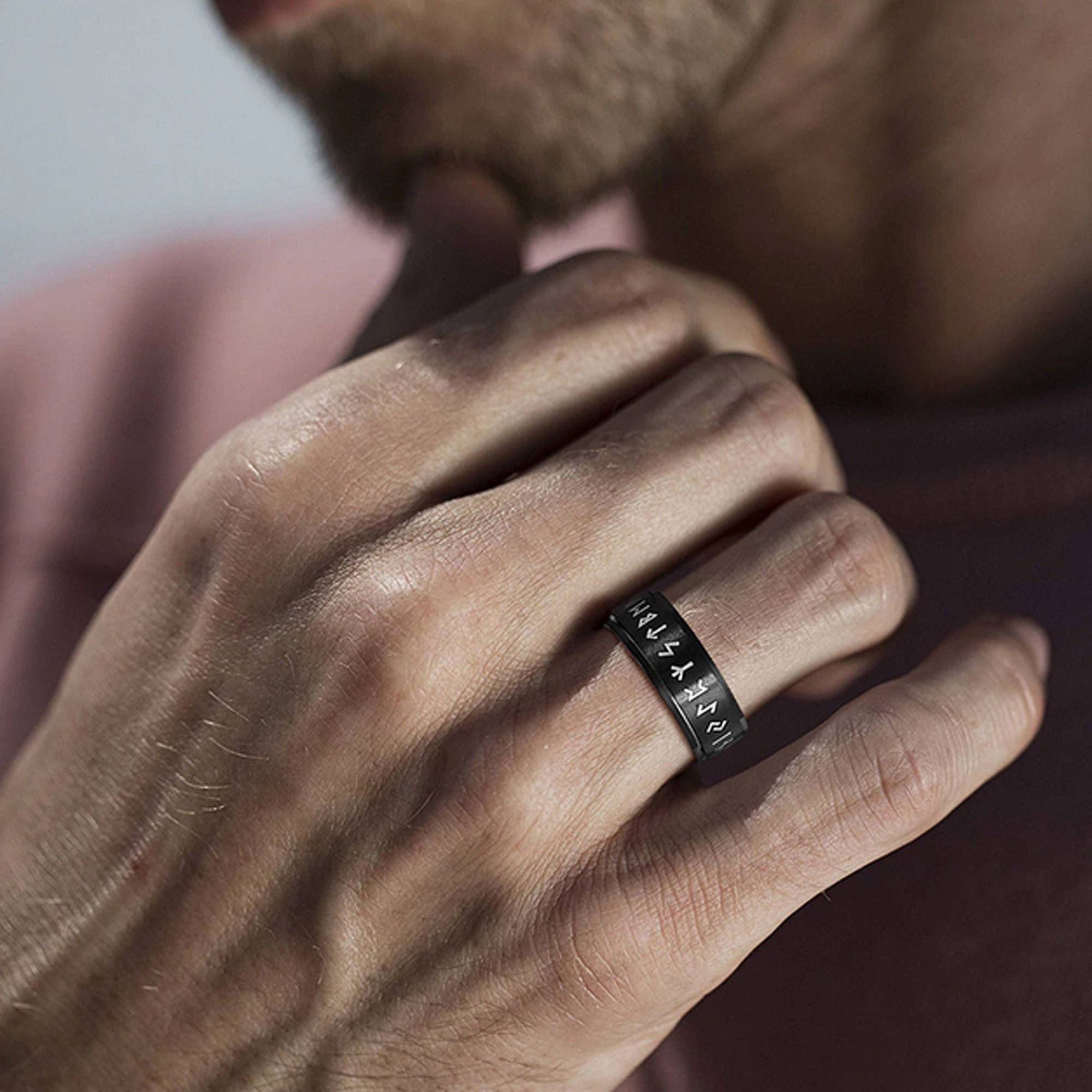Viking Rune Stainless Steel Ring for Men – Lucky Horn Gifts