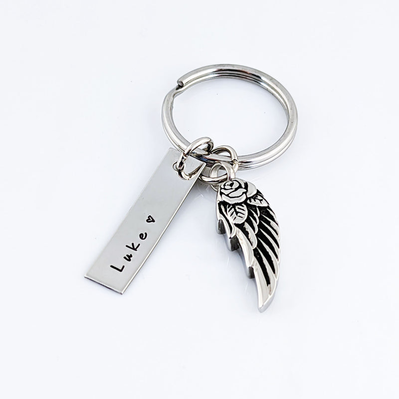 Personalized Cremation Wing Keychain