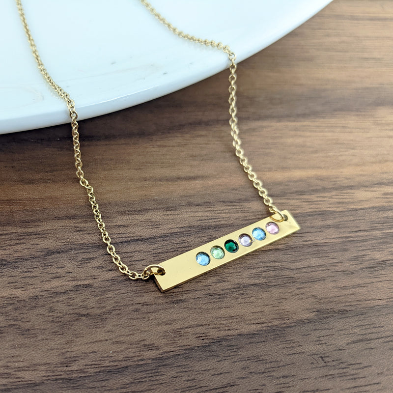 Gold Birthstone Rectangle Bar Necklace - The Vintage Pearl