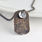 Personalized Men's Rustic Dog Tag Necklace with Cross Charm