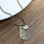 Personalized Men's Rustic Dog Tag Necklace with Cross Charm
