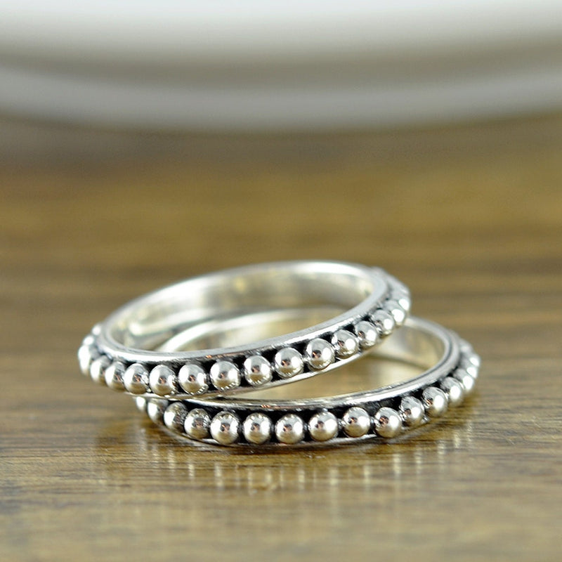 Beaded Sterling Silver Rings