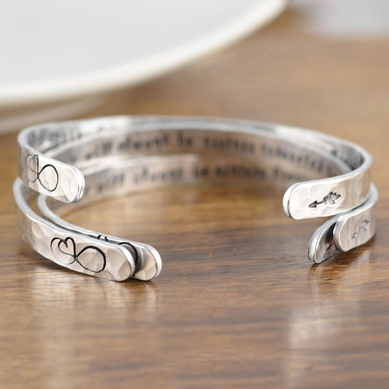 Sisters Connected By Heart Cuff Bracelet