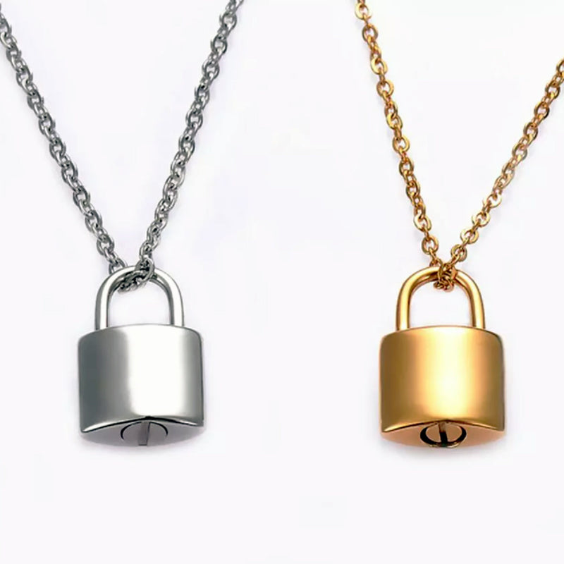 Stainless Steel Padlock Cremation Necklace for Ashes