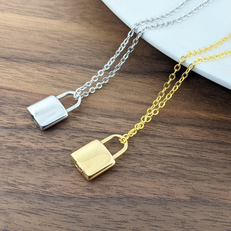 Stainless Steel Padlock Cremation Necklace for Ashes