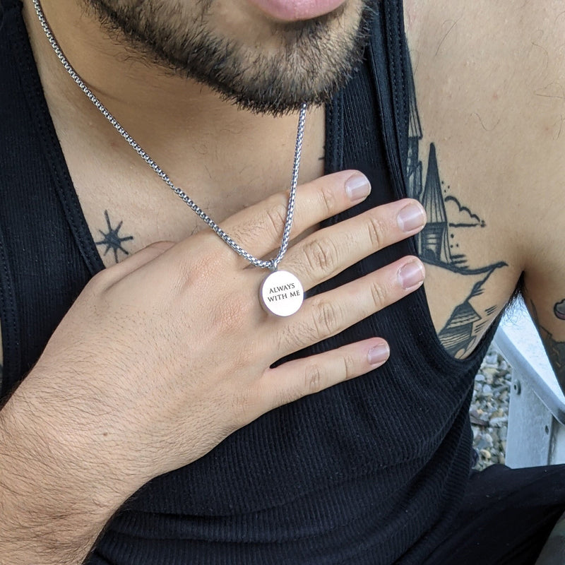 Men's Personalized Cremation Necklace for Ashes