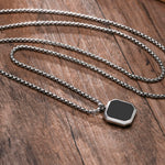 Black Square Necklace for Men