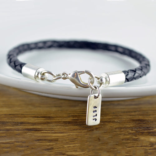 Personalized Men's Initial Leather Bracelet