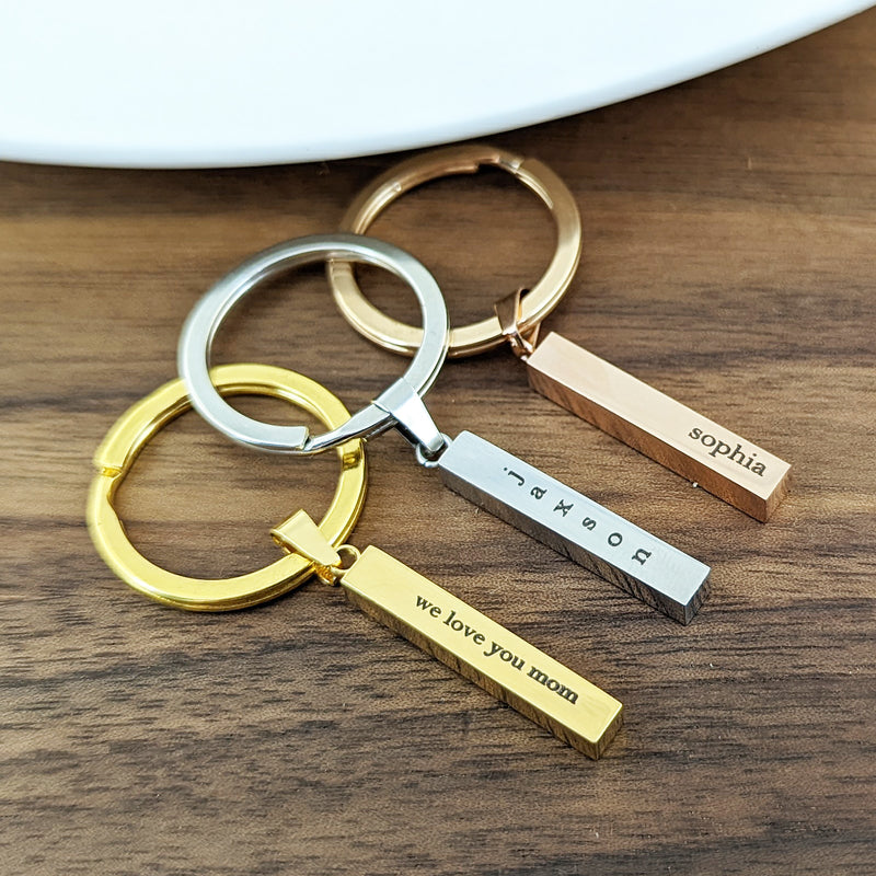 Mother's Vertical 4 Sided Bar Keychain