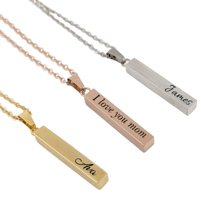 Mother's Vertical 4 Sided Bar Necklace
