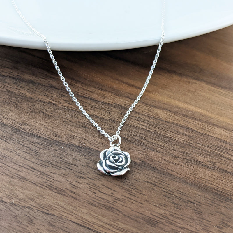 Sterling Silver Rose Necklace