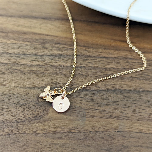 Bee Initial Necklace