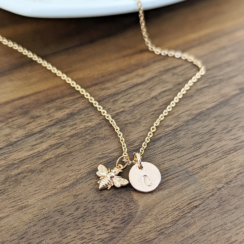 Bee Initial Necklace