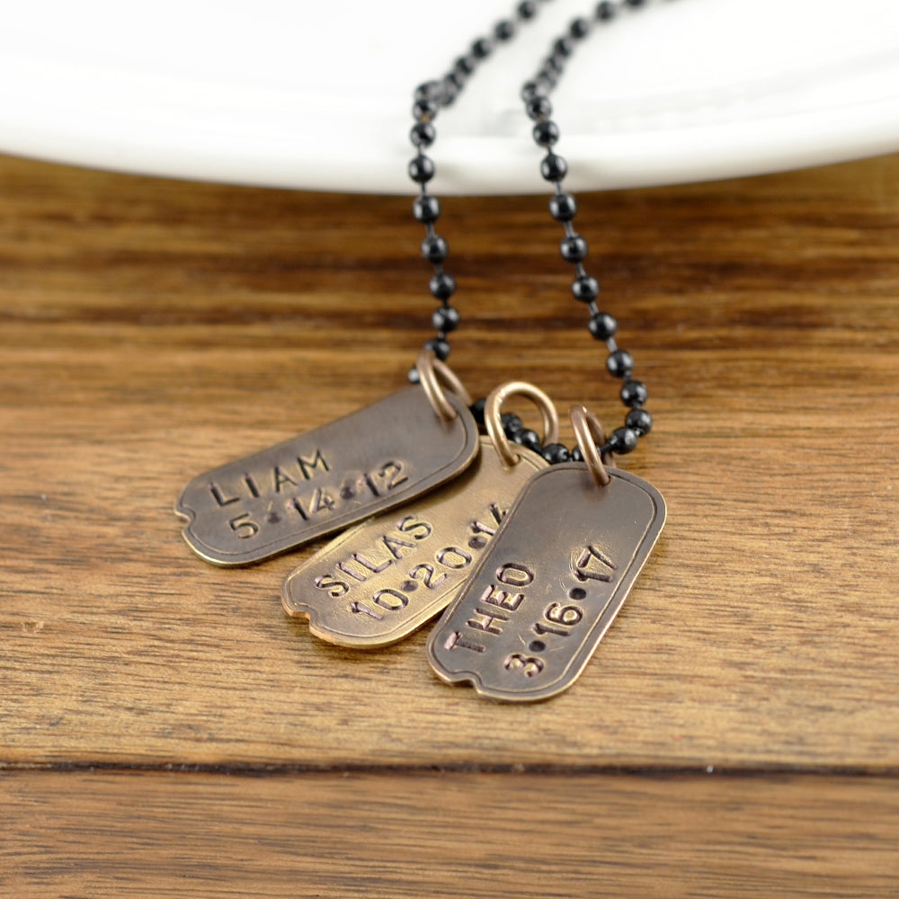 Small Dog Tag ID Necklace, Gold